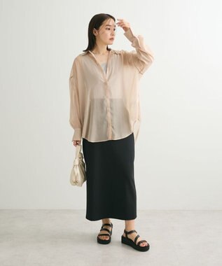 Green Parks シアーシャイニーシャツ Beige