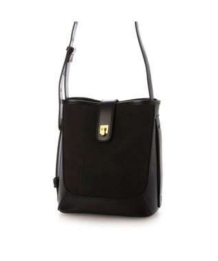 UNBILLION カシュカシュ cachecache / スエード調×スムースおこし金具ショルダーバッグ ブラック