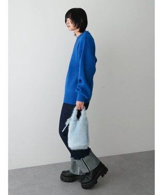 Green Parks 洗える　アゼ編みニットプルオーバー Blue