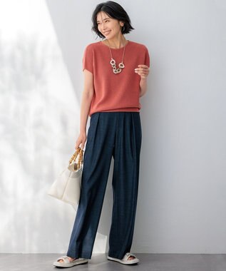 23区 【洗える】デニムライクシャンブレー ワイドパンツ ネイビー系