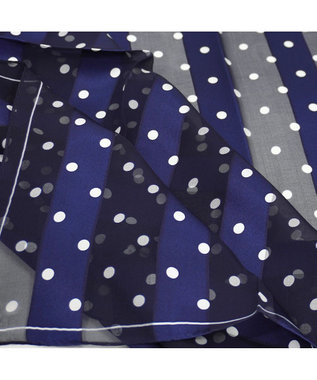 Marca 【Marcaオリジナル】サテンストライプドット 小判 サテンストライプ スカーフ ネイビー