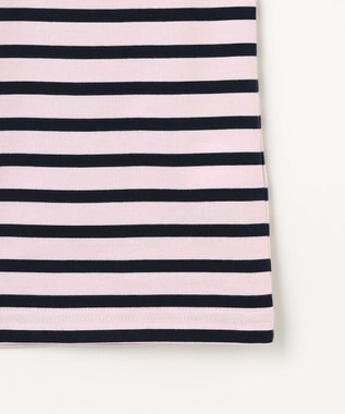 組曲 KIDS 【150-160㎝】フラワー刺繍ボーダー Tシャツ サクラ系