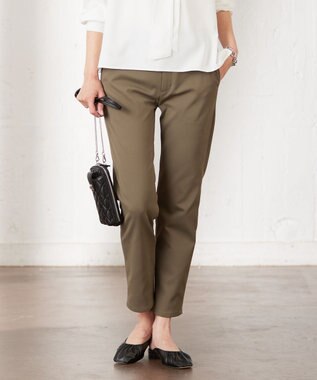J.PRESS LADIES 【洗える・イージーケア】 アクティブピケストレッチ スキニー パンツ カーキ系