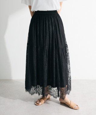 Green Parks ・ＥＬＥＮＣＡＲＥ　ＤＵＥ　レースティアードスカート Black