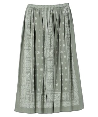 CRAFT STANDARD BOUTIQUE パネル柄マキシギャザースカート Light Green