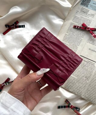 WEGO ギャザーリボンウォレット レッド