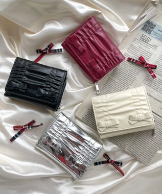 WEGO ギャザーリボンウォレット レッド