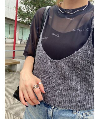 Green Parks ロゴ入りチュールトップス Black