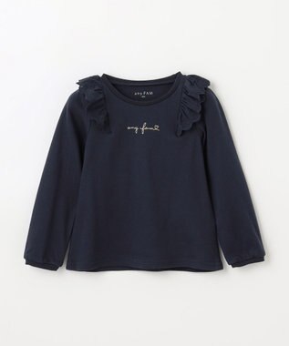 ANY KIDS 肩レース長袖Tシャツ ネイビー