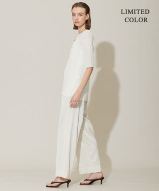 ICB 【WEB限定カラーあり・洗える】 ペーパーブレンドシャインニット 5分袖プルオーバー オフホワイト系［WEB限定］