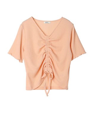 earth music&ecology ポコポコギャザードロストプルオーバー Pink Orange