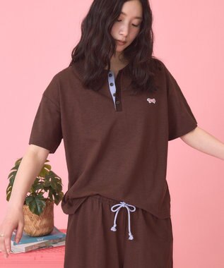 AMERICAN HOLIC 【PENNEY'S】配色ポロ+ショートパンツ Brown