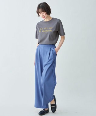 ANY アソートロゴラウンドヘムTシャツ チャコール×フロッキーロゴ