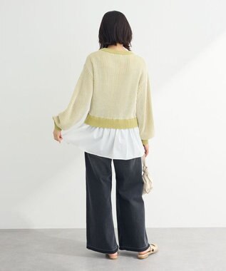 Green Parks 配色リブドッキングチュニック Green