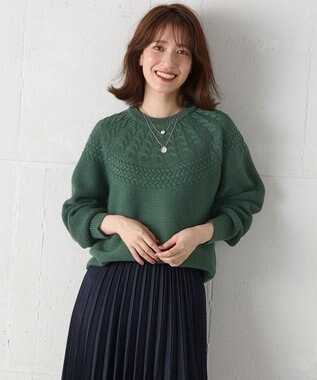 ANY 【洗濯機可能】ソフトアクリル求心ニット グリーン