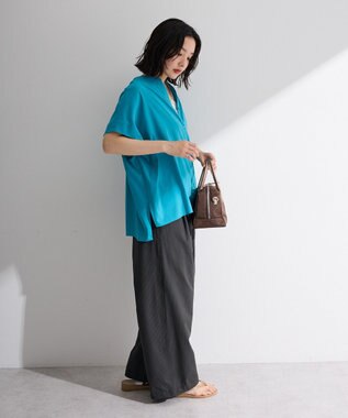 Green Parks 半袖シアースキッパーブラウス Blue