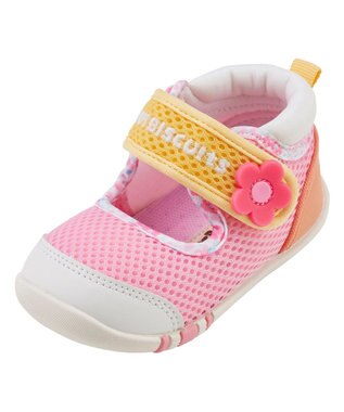 MIKI HOUSE HOT BISCUITS 【11.5-13.5cm】 ワンストラップ風 ダブルラッセル ファーストベビーシューズ マルチカラー