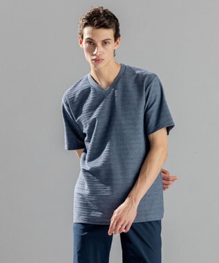 JOSEPH HOMME メランジリップル　Vネックカットソー ブルー系