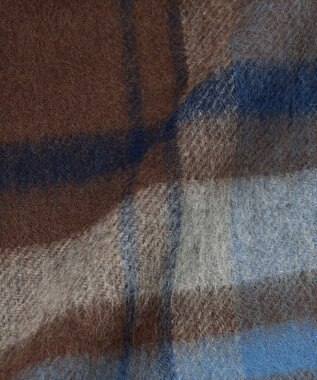 ANY カシミアブレンドストール ブルー×ダークブラウン