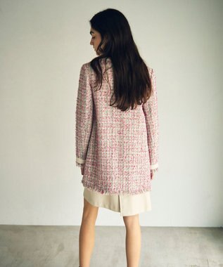 GRACE CONTINENTAL フリンジツイードジャケット ピンク