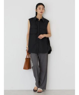 AMERICAN HOLIC ノースリーブＷポケットシャツ Black