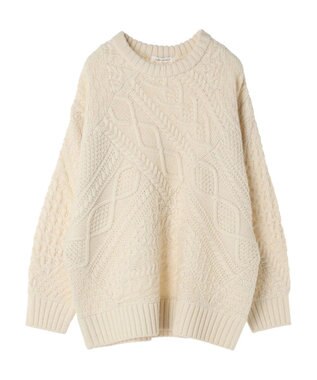 AMERICAN HOLIC パッチワークケーブルニットチュニック Ivory