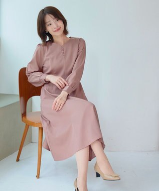 Tiaclasse 【セレモニー・洗える】ハートネックくるみ釦ワンピース ピンク