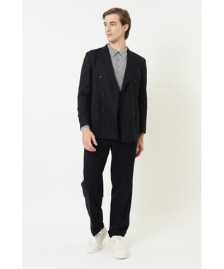 DAKS ストレッチダブルジャケット ネイビー