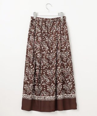 自由区 S 【ウエストゴム・洗える】ERICAパネルプリント スカート ココア系