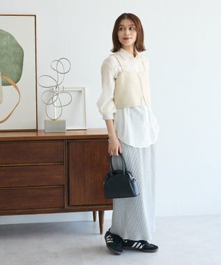 Green Parks ＳＥＴ２点ラメシャギービスチェ＋シャツ Ecru