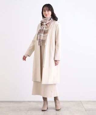 MOONBAT WEB限定【洗える】ミエル (miel) カシミヤ100％ チェックマフラー ベージュ