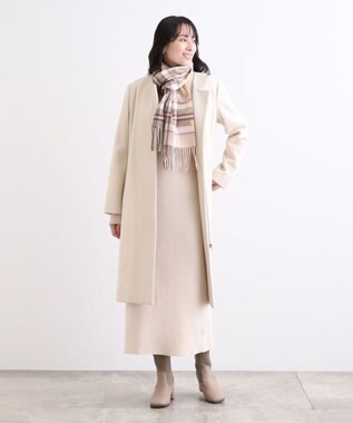 MOONBAT WEB限定【洗える】ミエル (miel) カシミヤ100％ チェックマフラー ベージュ