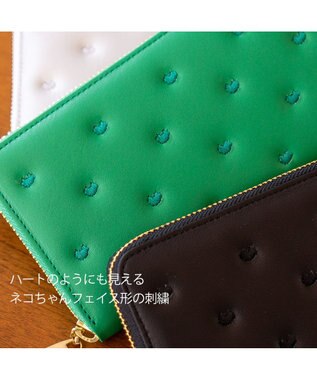 tsumori chisato CARRY ぷちネコ ラウンドファスナー長財布 グリーン