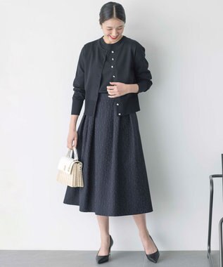 組曲 フラワージャカード フレアスカート ダークネイビー系