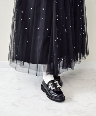 Bridget Birkin 【Bridget Birkin】スクエアビジューローファー ブラックエナメル