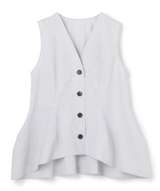 uncrave コットンクロスストライプ ペプラムジレブラウス