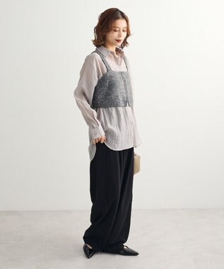 Green Parks ＳＥＴ２点ラメシャギービスチェ＋シャツ Charcoal Gray