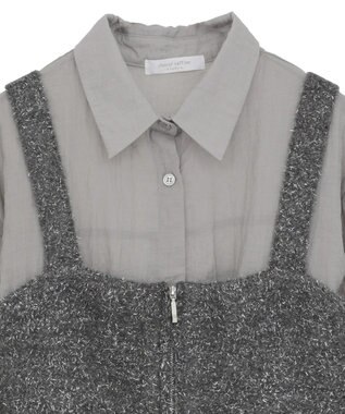 Green Parks ＳＥＴ２点ラメシャギービスチェ＋シャツ Charcoal Gray