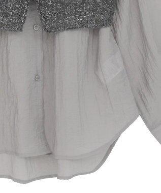 Green Parks ＳＥＴ２点ラメシャギービスチェ＋シャツ Charcoal Gray