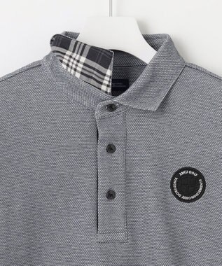 23区GOLF 定番人気【MEN/キングサイズ】ハニカムカノコ 長袖ポロシャツ グレー系
