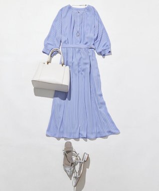 ANY SIS 【洗える】ドルマンスリーブ ブラウス ブルーストライプ