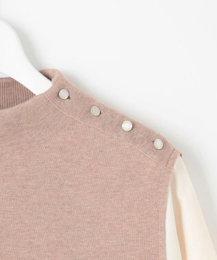 J.PRESS LADIES L 【洗える】CLOTH COMBI KNIT ワンピース ベージュ×アイボリー系