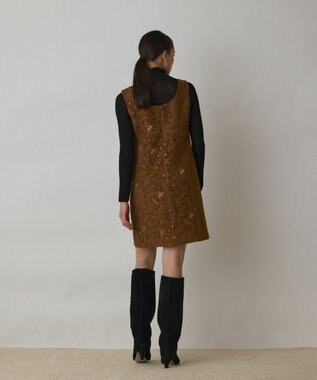 GRACE CONTINENTAL サラサジャガードミニワンピース ブラウン