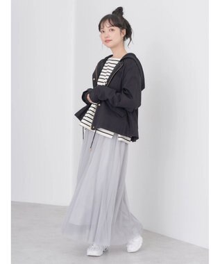 earth music&ecology パーカー付きミリタリーブルゾン Black