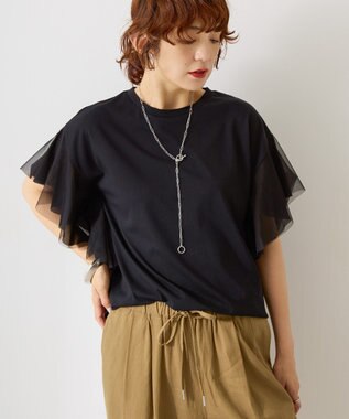 AMERICAN HOLIC 【WEB限定】袖チュールサイドスリットプルオーバー Black