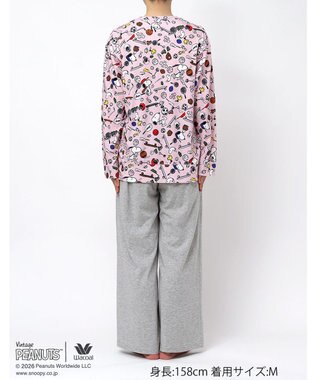 WACOAL PEANUTS パジャマ 長袖 長ズボン 綿100%(本体) スヌーピー レディース FDX561 /ワコール ピンク
