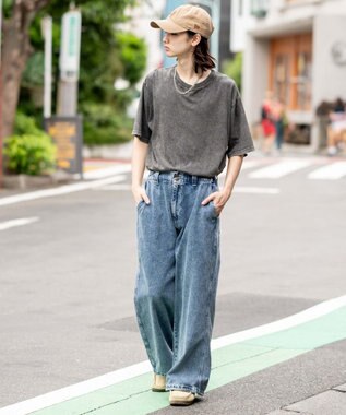 WEGO ローライズバギーフレアデニムパンツ デニム中濃加工色