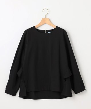 組曲 S 【KUMIKYOKU NAVY】ウーステッドライククロス フリルブラウス ブラック系