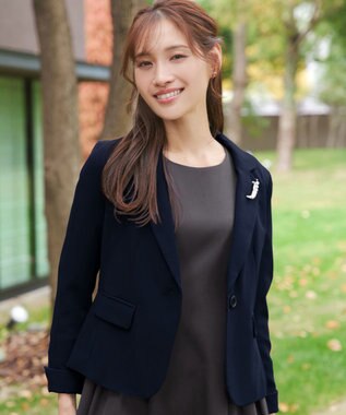 Tiaclasse L 【ダブルクロス】テーラードジャケット ネイビー