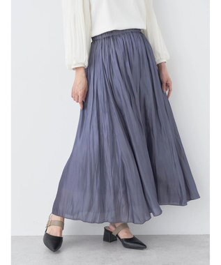 earth music&ecology シャイニーギャザースカート Charcoal Gray